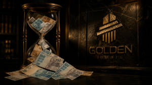 Golden Brasil: pirâmide de notas rachada simboliza atraso nos pagamentos